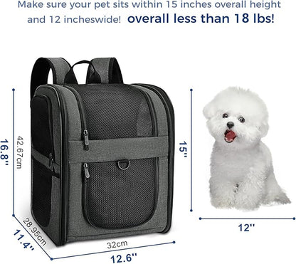 Apollo Walker Pet Carrier Backpack for 4-18lb Cats and Dogs, Puppies, Safety Features and Cushion Back Support | for Travel, Hiking, Outdoor Use (Gray)