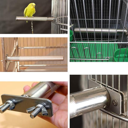 Bird Perch Stainless Steel Stand Parrot Rod Grinding Claws Trimming Beak Nails Grinding Stick Exercise Platform for Parakeet Cockatiel Conure African Grey Macaw Finch Bird Cage Accessories (M)