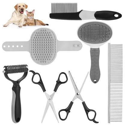 Pet Grooming Kit – Shedding Slicker Brush & Bath Massage Tool for Dogs, Cats, Puppies & Rabbits | Gentle, Easy-Clean Design for Healthy Coats & Relaxing Grooming