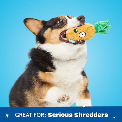 Barkbox Dog Toy 2 in 1 Interactive Plush Exterior with Squeaker & Crinkle Material, Tearable Dog Toy with Squeaky Spikey Ball Inside, Ideal for Toy Destroyers - Penny The Pineapple, Small