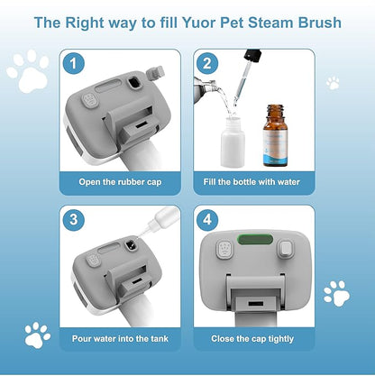 3 in 1 Pet Steam Brush for Dogs & Cats – Self Cleaning, Hair Removal Comb Steam for Shedding & Dematting for Long & Short Haired Pets,Includes Pet Essence