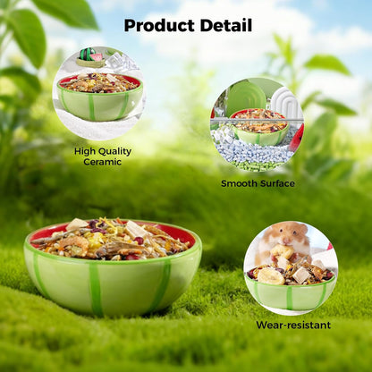 Hamster Food Bowl - Ceramic Guinea Pig Bowl Anti-Turning Small Pet Food Feeding Dish for Rabbit Rat Gerbil Mouse Chinchilla (Red)