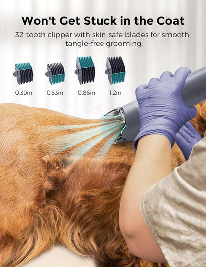 Dog Grooming Kit, FurEase Dog Grooming Vacuum with Dog Clippers for Grooming, 13000Pa Powerful Pet Grooming Vacuum with 5 Pet Grooming Tools, 2.6L Dust Cup, Dog Vacuum for Shedding Grooming