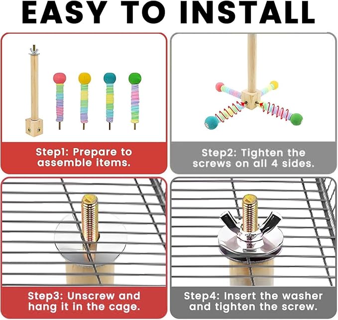 Bird Stand Perch Toy Parakeet Interactive Rotating Chew Toy Wooden Exercise Parrot Toys,Cockatiel Toys for Bird Cage Accessories for Small and Medium Parrots to Expend Energy