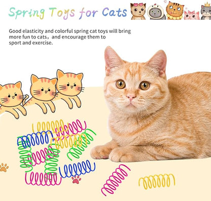 Cat Spring Toys 80 Pack, Colorful Plastic Coils Cat Kitten Spiral Spring Interactive Cat Toy for Swatting, Biting, Hunting