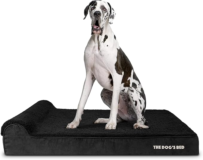 The Dog’s Bed Orthopedic Headrest Dog Bed XXL Black Plush, Memory Foam, Pain Relief for Arthritis, Hip & Elbow Dysplasia, Post Surgery, Lameness, Waterproof Washable Cover