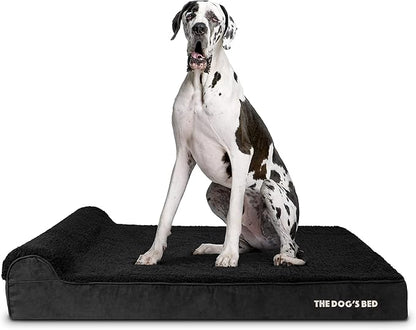 The Dog’s Bed Orthopedic Headrest Dog Bed XXL Black Plush, Memory Foam, Pain Relief for Arthritis, Hip & Elbow Dysplasia, Post Surgery, Lameness, Waterproof Washable Cover