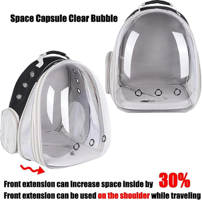 Front Expandable Large Cat Backpack Carrier, Fit up to 20 lbs, Space Capsule Bubble Window Pet Carrier Backpack for Large Fat Cat and Small Puppy