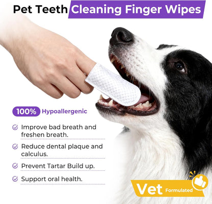 MeCids Dogs Dental Cleaning Finger Wipes 60PCS Pet Teeth Cleaning Tool Teddy Pet Small Dog Cat Cleaning Supplies