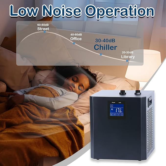 79 Gallon Aquarium Chiller, Fish Tank Chiller,1/3 HP Active Aqua Chiller for Axolotl, Aquarium Cooler with LED Display, Pipe, Water Pump, Remote Control