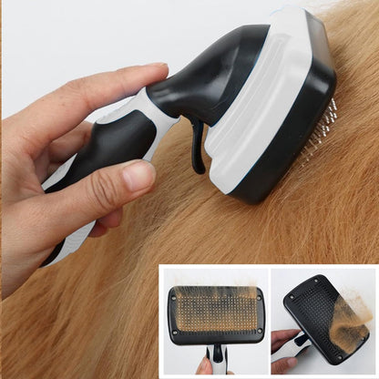 Dog Brush Kit for Grooming Short & Long Haired Dogs & Cats, 4-in-1 Pet Grooming Set with Self-Cleaning Slicker Brush, Deshedding Tool, Shampoo Bath Comb, Massge Comb (White Black)