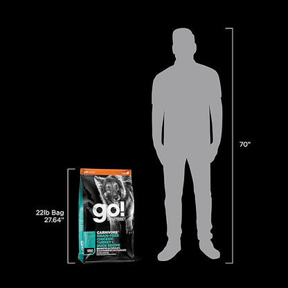 Go! Solutions Carnivore, Grain-Free, Protein Rich Dry Dog Food, Chicken, Turkey and Duck Adult Recipe, 22 lb Bag