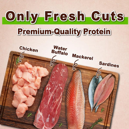 AFreschi Natural Cat Treats Buffalo& Chicken & Fish Star Shape 6 oz, All-Natural, High-Protein, Grain-Free, Healthy, Low-Fat, Easily Digestible