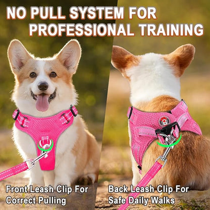Dog Harness Step in Dog Vest Harness, Reflective Adjustable Puppy No Pull Harness Breathable Soft for Small and Medium Dogs Cats, Pink, XS