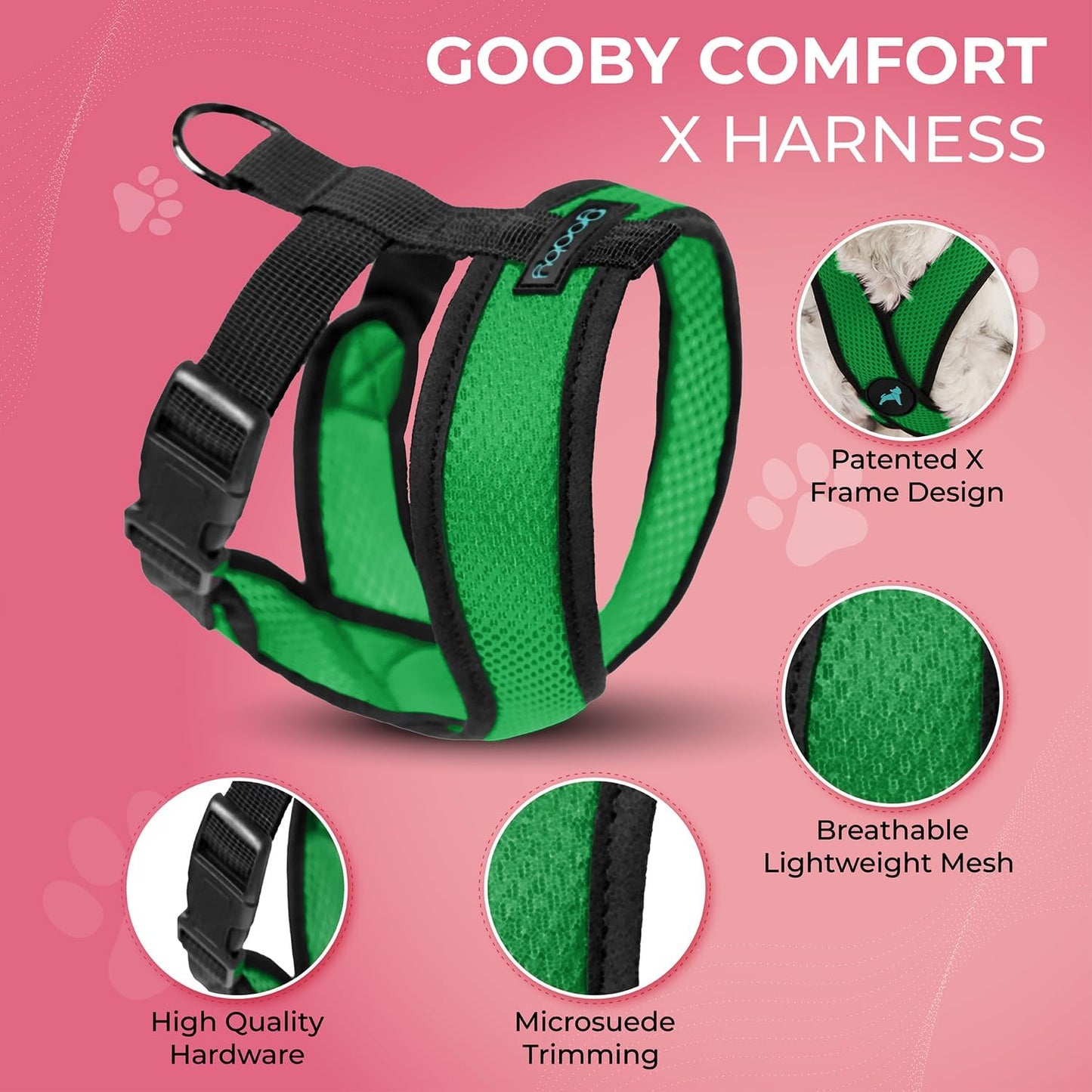 Gooby Comfort X Head in Harness - Hunter Green, Large - No Pull Small Dog Harness Patented Choke-Free X Frame - On The Go Dog Harness for Medium Dogs No Pull or Small Dogs for Indoor and Outdoor Use