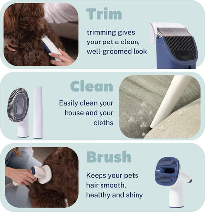 Premium Pet Grooming Kit with Vacuum, 11000Pa Suction Power, 2.5L Dust Cup, 7 Grooming Tools, Cordless Paw Trimmer, Nail Grinder, Large Capacity Dust Cup, Whisper Operation, USA Design