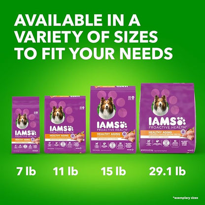 IAMS Proactive Health Healthy Aging Adult Dry Dog Food for Mature and Senior Dogs with Real Chicken, 29.1 lb. Bag