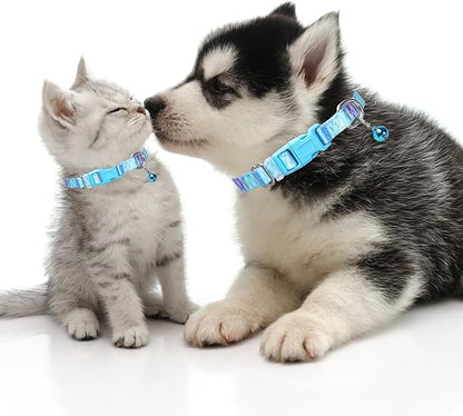 Small Dog Collar with Bell, Pretty Cool Boy Cat Collar Tiny Puppy Collars with Bells for Xs Small Pet Male Dogs Kitten Little Animal, Bule Small