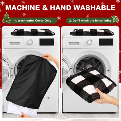 2 Pack Self Warming Cat Bed Self Heating Dog Pad Cat Warming Pad Thermal Pet Mat Washable Reflect Body Heat Removable Cover for Indoor Kittens Puppies (Black White Plaid,16 x 20 Inch)