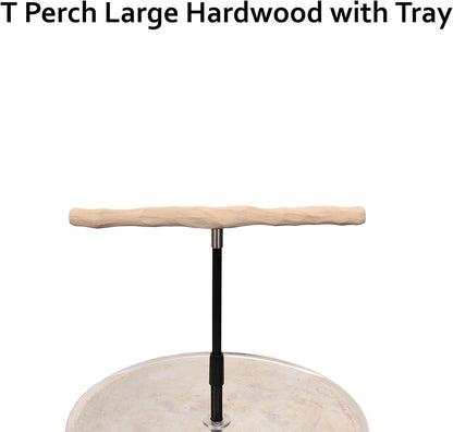 Parrot Training Perch Stand with Potty Tray (T Perch Hardwood, Large)