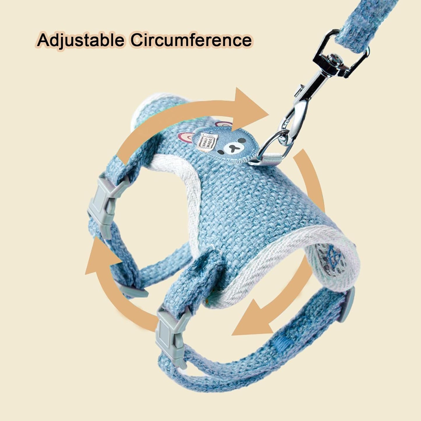2-Pack Rabbit Harness and Leash Set – Adjustable Small Animal Vest Harness with Safety Buckle – Breathable & Lightweight – Ideal for Rabbits, Ferrets, Guinea Pigs, and Cats (Blue)
