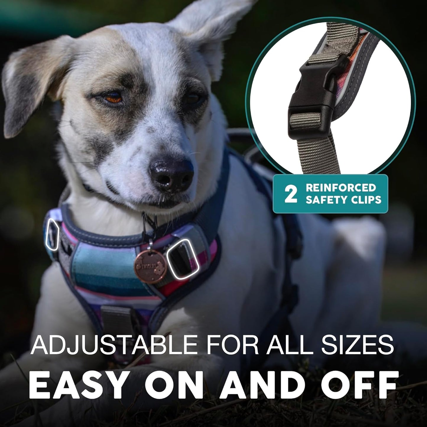 Embark Adventure Dog Harness, Reflective Trim No Pull Dog Harnesses for Small Sized Dogs - Military Grade Nylon, Front Clip with Gel Lined Handle. Soft & Padded Puppy