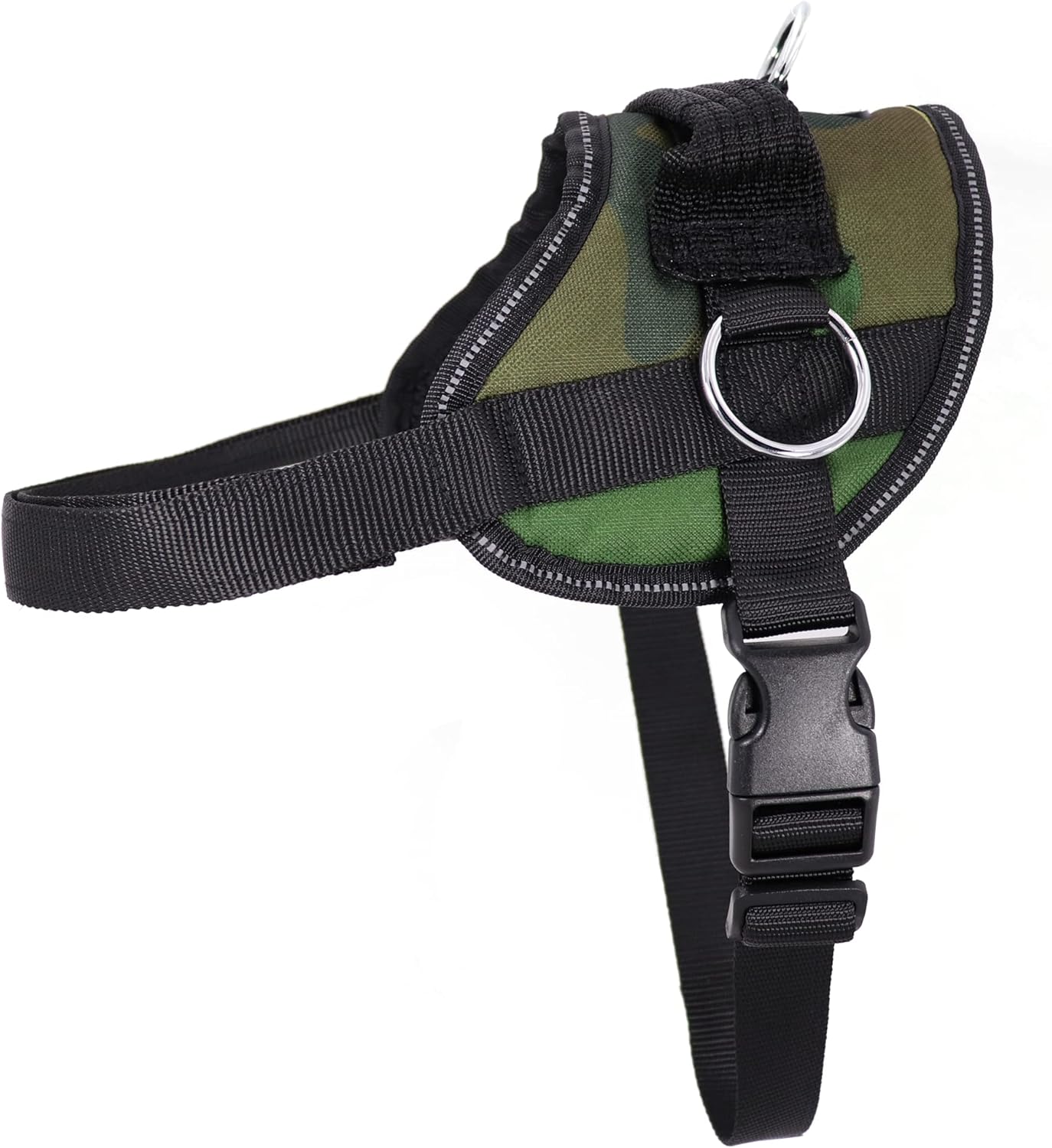 Bark Appeal Green Camo No-Pull Dog Harness for Extra Large Sized Pets – Adjustable, Reflective Vest with 3 Leash Clips for Added Control, Easy Walks & Training – XXL