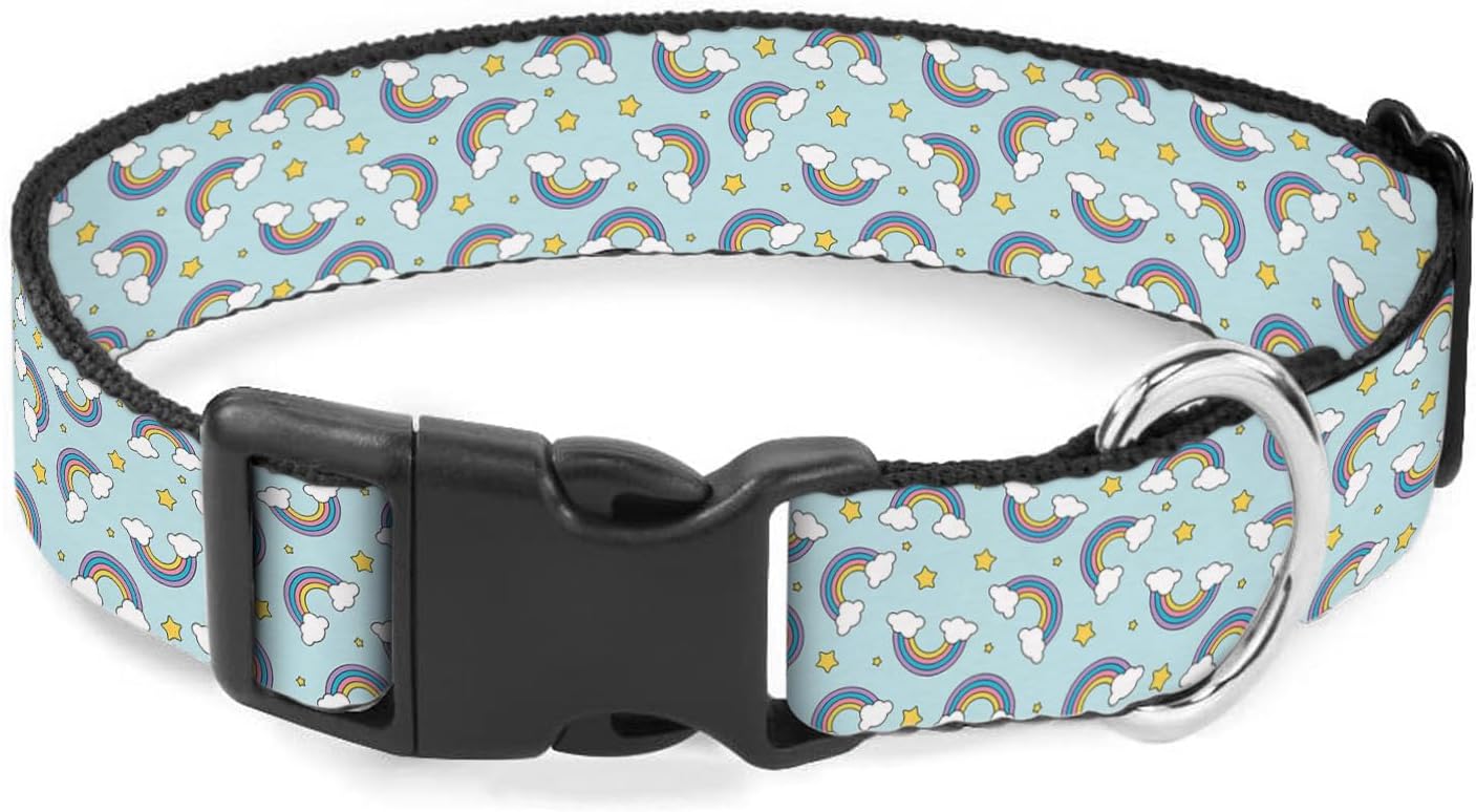 Rainbow Cloud Stars Dog Collar Pet Neck Strap for Small Medium Large Dogs Soft Adjustable Buckle