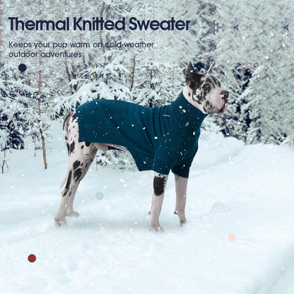 IECOii Extra Large Dog Sweater 4XL,Thermal Warm Dog Sweaters for Giant Breed Dogs,Turtleneck Knitted Knitwear for Winter,Stretchy&Easy On Dogs Sweatshirt for Doberman,Great Dane (Peacock Blue,XXXXL)