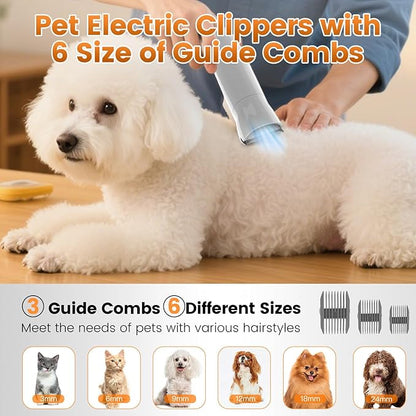 AIRROBO Dog Grooming Vacuum and Kit with Clipper Nail Trimmer Grinder, 12000Pa Pet Vacuum for Shedding Grooming, 2L Large Capacity Dog Hair Vacuum with 7 Pet Grooming Tools, PG100 Plus