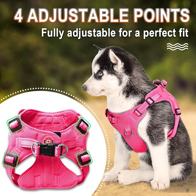 Dog Harness Step in Dog Vest Harness, Reflective Adjustable Puppy No Pull Harness Breathable Soft for Small and Medium Dogs Cats, Pink, S