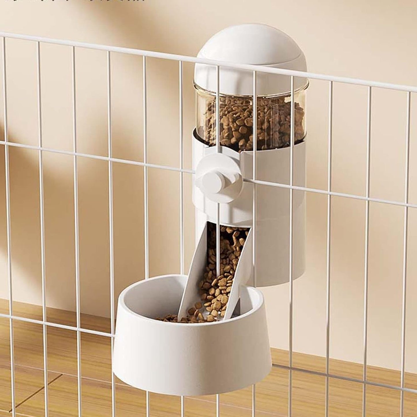 Pet Dog Cat Hanging Automatic Feeders Drinking Bowls, Auto Gravity Rabbits Feeder Water Set, Cage Pet Feeding Bowls Dispenser for Cats Dogs Puppy, Rabbit Hamsters Chinchilla Hedgehog (White-Food)