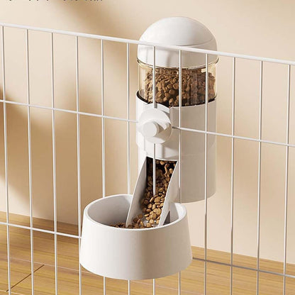 Pet Dog Cat Hanging Automatic Feeders Drinking Bowls, Auto Gravity Rabbits Feeder Water Set, Cage Pet Feeding Bowls Dispenser for Cats Dogs Puppy, Rabbit Hamsters Chinchilla Hedgehog (White-Food)