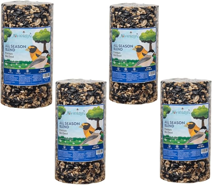 JCs Wildlife All Season Blend Premium Bird Seed Small Cylinder, 1.75 lb (4 Cylinder)