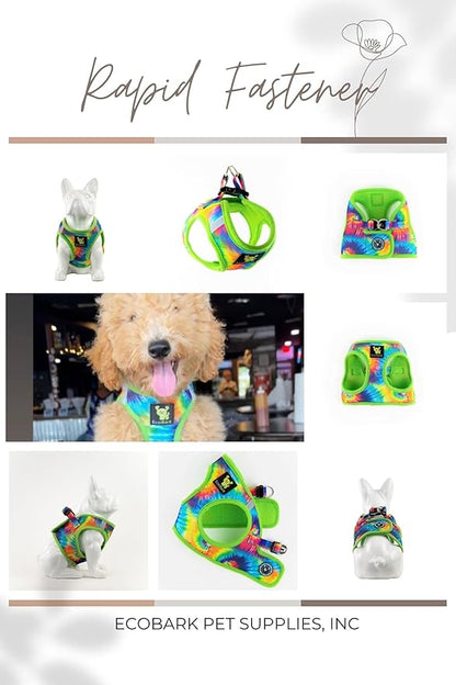 EcoBark Step in Dog Harness - Soft Mesh Dog Vest Harnesses for Puppies and Small Dogs - Reflective Adjustable No Pull and No Choke Halter Harness - Mesh Comfort Padded Body Harness (Tie-Dye, Large)
