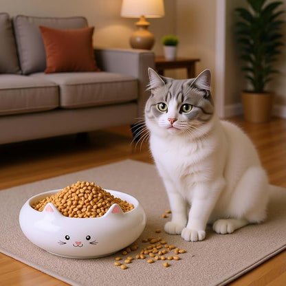 Cat Bowls, Cat Food Bowl, Ceramic Cute Kitten Bowls for Food and Water 7.1oz, Small Dog Feeding Dish for Whisker Fatigue Friendly, Home Decor Bowl, Key Holder, Desk Decor, Multi-Use