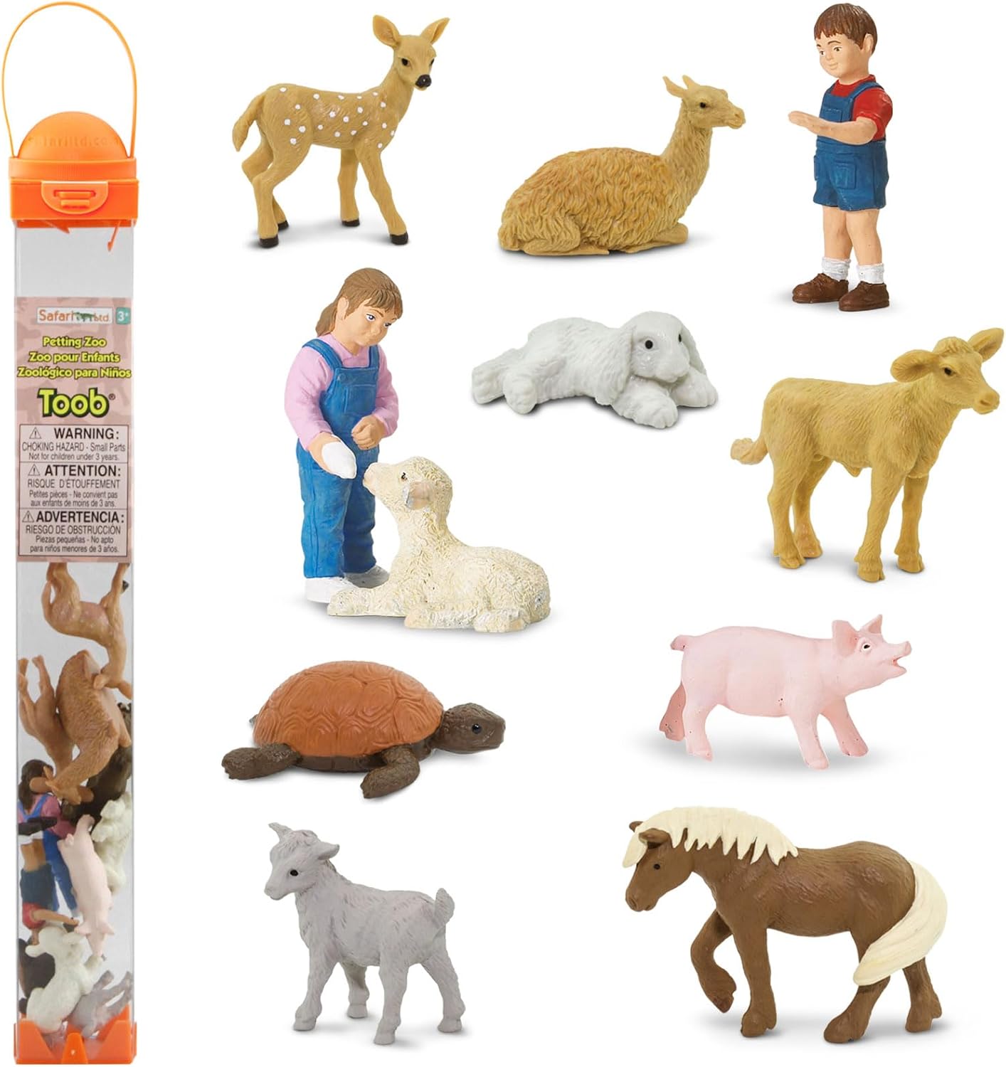 Safari Ltd. Petting Zoo TOOB - 10 Zoo Animal Figurines - Educational Toy Set For Boys, Girls, and Kids Ages 3+