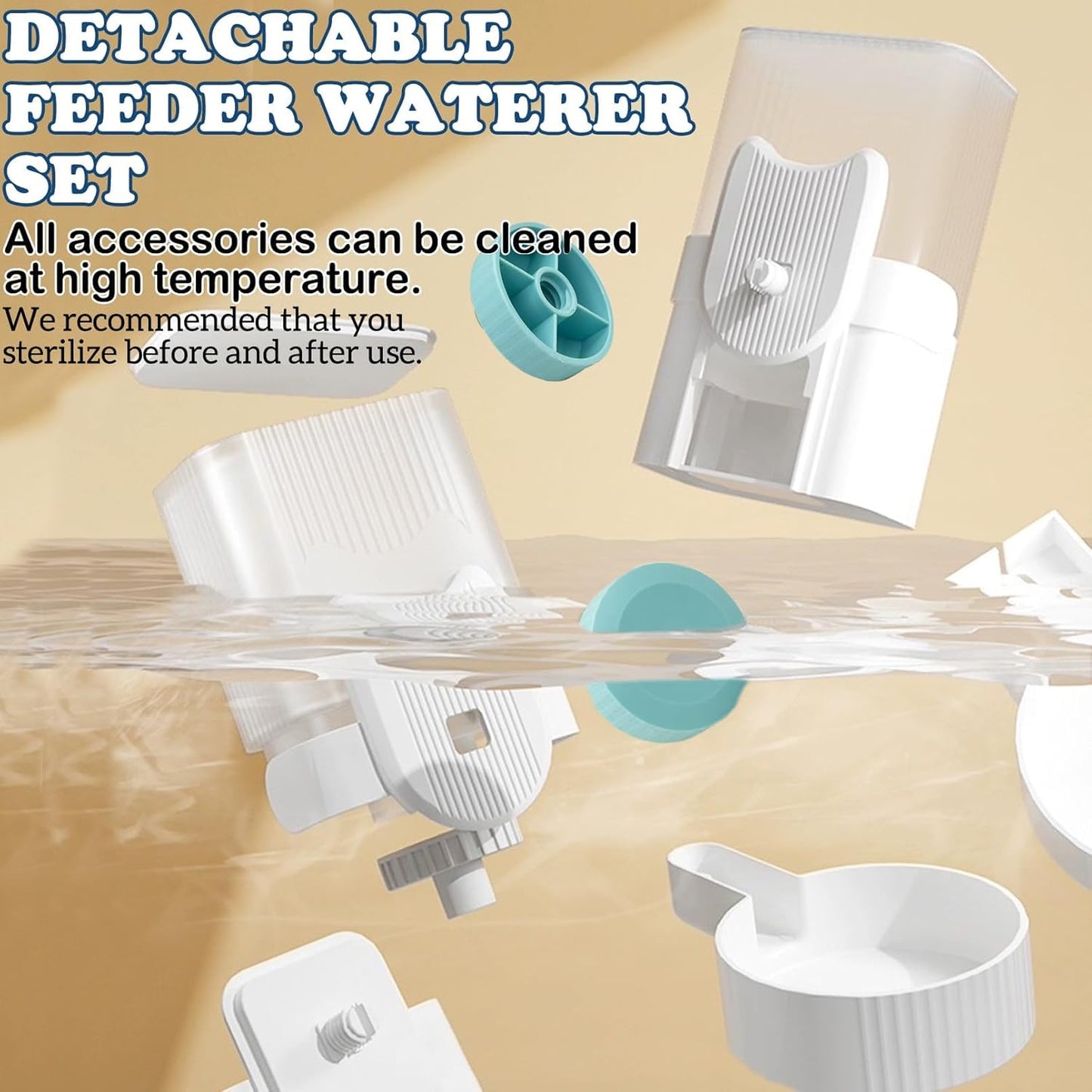 kathson Rabbit Gravity Auto Feeder Set 35oz Hanging Automatic Food Water Dispenser Cage Automatic Feeder Set for Rabbit Chinchilla Guinea Pig Hedgehog Ferret Kitty Puppy (Blue)