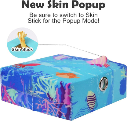 Migipaws MigiBox Cat Toy with PopSkin, Interactive Kitten Toy for Indoor Cats, Automatic Pop Out Feathers from 7 Holes Randomly, Pounce Mystery Under Cover to Stimulate Bored Furry, Rechargable