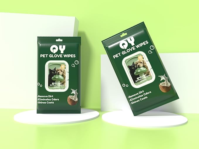 20-Pack Extra Thick Pet Cleaning Glove Wipes with Lid | Value Pack Dog & Cat Grooming Gloves | Rinse-Free Bath Wipes with Coconut, Aloe & Jojoba for Odor Control & Daily Care