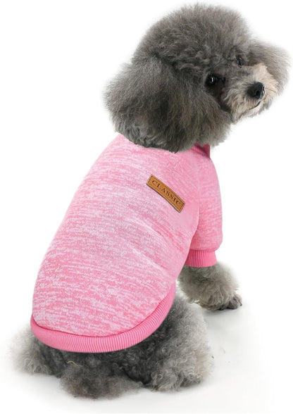 Idepet Pet Dog Classic Sweater, Soft Fleece Coat for Small,Medium Dog,Warm Pet Dog Cat Clothes,Soft Puppy Customes 2 Color (M, Pink)