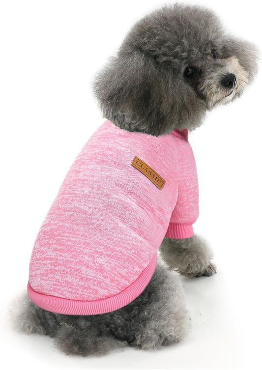 Idepet Pet Dog Classic Knitwear Sweater Soft Fleece Coat Thickening Warm Pup Dogs Shirt Winter Pet Dog Cat Clothes Puppy Customes Clothing for Small Dogs (XXS, Pink)