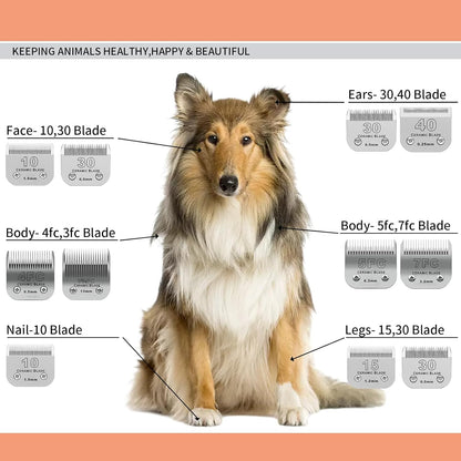 3 Pack 4FC Detachable Pet Dog Grooming Ceramic Blades,Compatible with Andis,Oster A5,Wahl KM-10 Series,Size 4FC Blade 3/8-Inch 9.5MM Cut Length