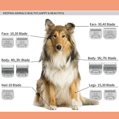 3 Pack 10# Detachable Pet Dog Grooming Ceramic Blades,Compatible with Andis,Oster A5,Wahl KM-10 Series,Size #10 Blade 1/16-Inch 1.5MM Cut Length