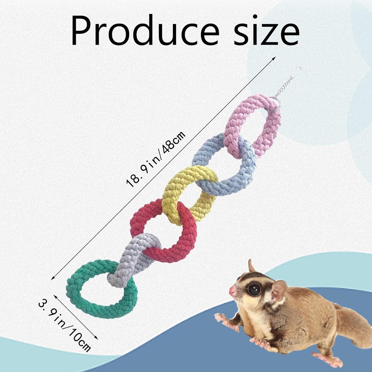 Sugar Glider Hanging Six-Ring Climbing Toys,Sugar Glider Swing Toys,Sugar Glider Climbing Rope Cage Accessories for Sugar Glider Ferret Hamster Squirrel Chinchilla Parrots Climbing Exercising