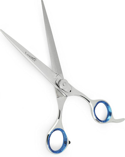 Laazar Pro Pet Grooming Scissors, Premium Steel Dog Grooming Shears with Blue Handles, Long-Lasting Sharp Blades (Straight, 7 Inches)