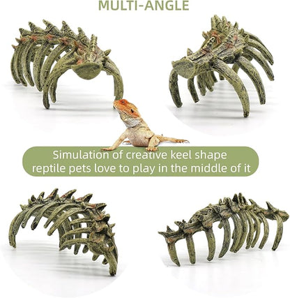 Aquarium Skull Animal Skeletons, Reptile Tank Accessories, Fish Tank Decorations for Amphibians, Betta Fish, Shrimp, Hermit Crab, Leopard Gecko