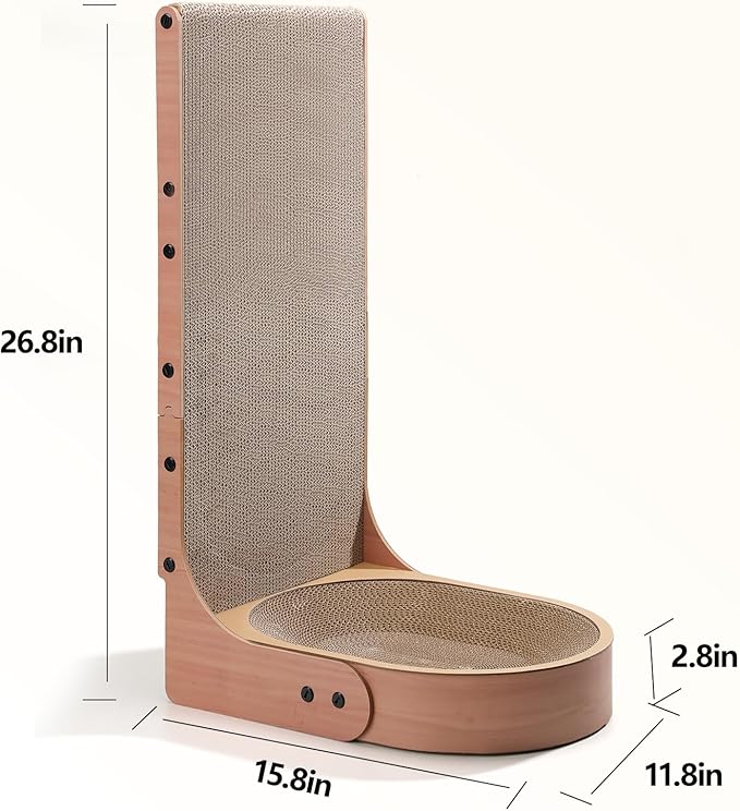 Cat Scratcher, 2 in 1 Multifunctional L Shape Cat Scratch Pad Wall Mounted with Oval Cat Bed Bowl for Indoor Cats (1 PCS Cat Scratcher)