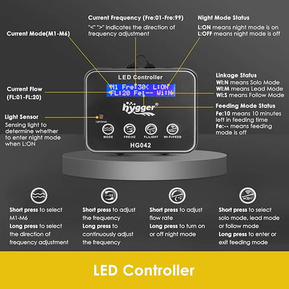 hygger 3400 GPH Aquarium Inverter Wavemaker Pump with LED Controller, DC 24V 18W Ultra-quiet Submersible Power Head with Magnetic Base, Circulation Pump for 75-200 Gal Freshwater Saltwater Tank