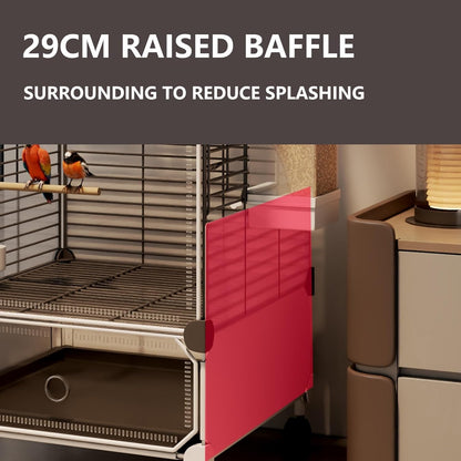 Large Parrot Cage with Acrylic Doors, 4 Casters, Perch & Feeder, Detachable Drawer, Ideal for Cockatiels, Budgies, Conures, Indoor/Outdoor Use – Spacious White Birdcage(Black,72 * 36 * 135)